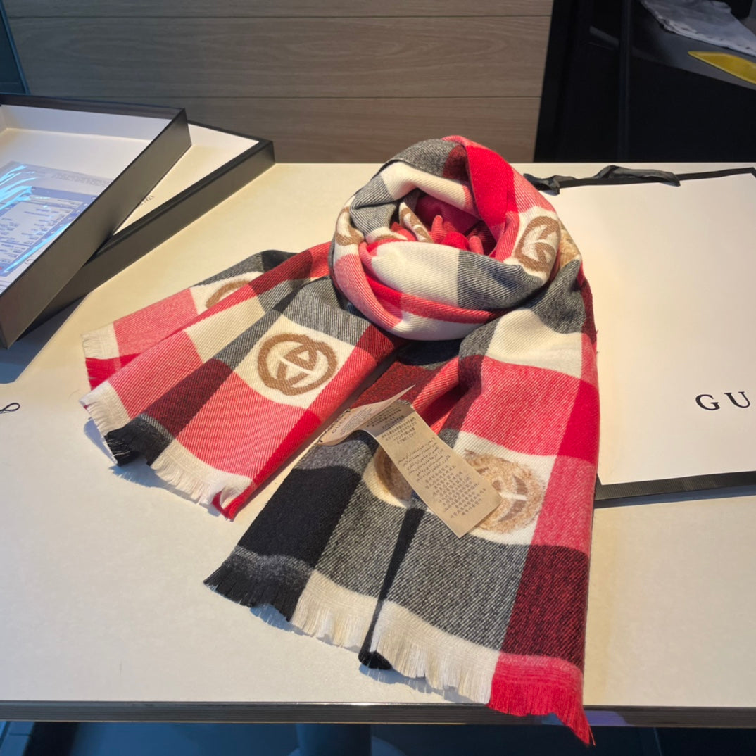 Monogram Check Cashmere Scarf