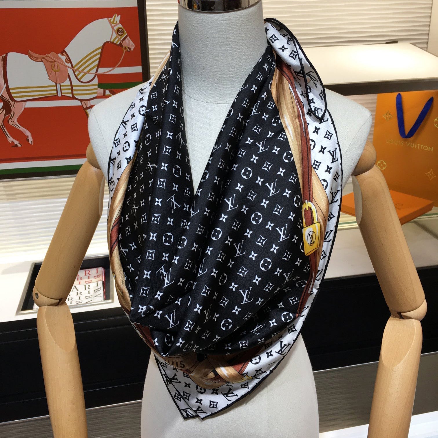 Leather Edge Square Silk Scarf