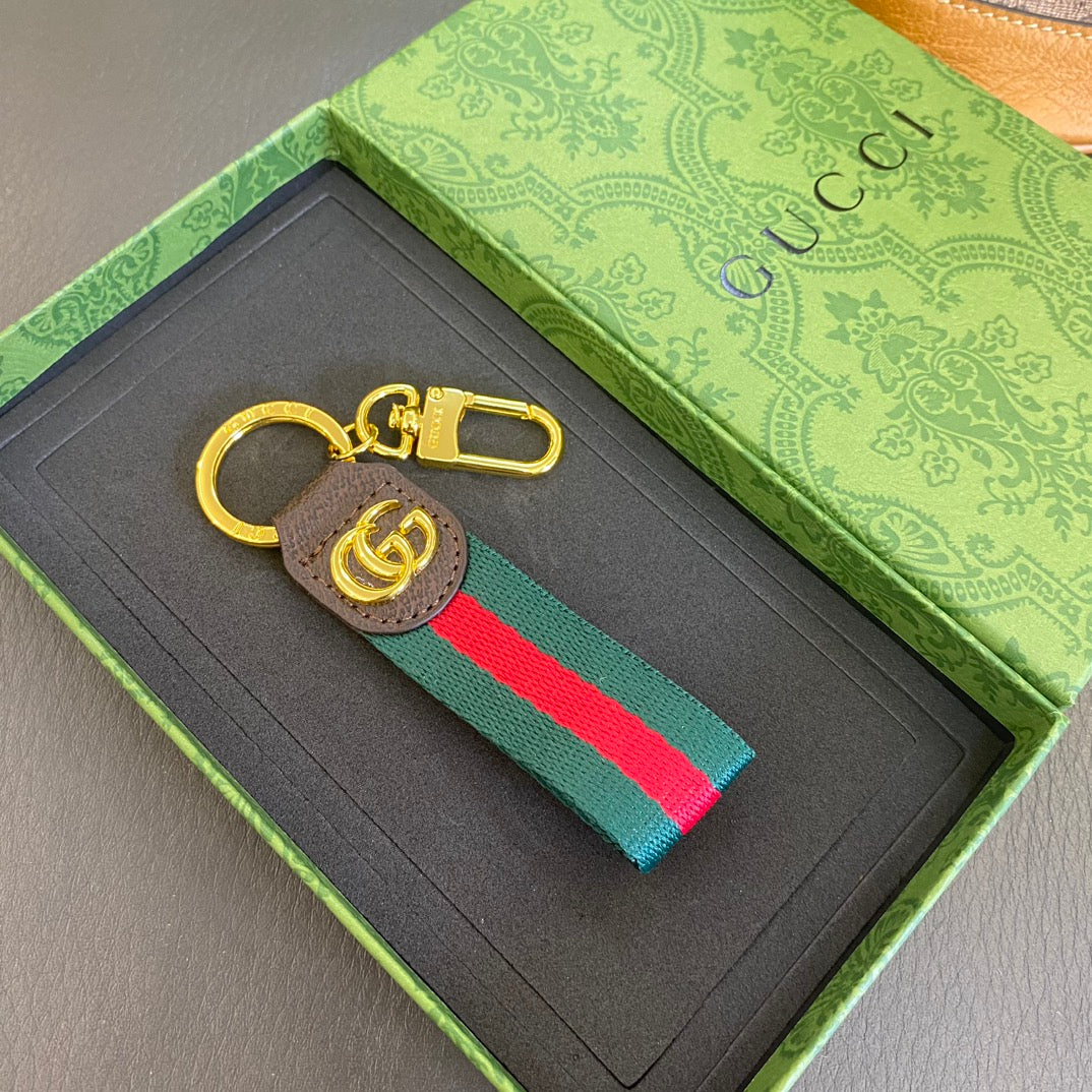 Luxury Striped Canvas Keychain