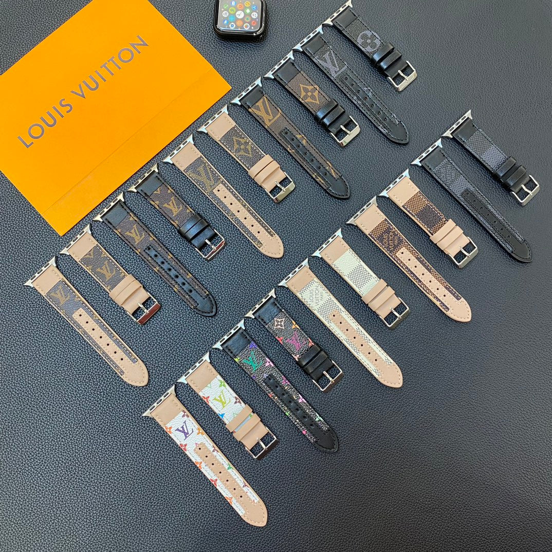 Luxury leather color matching watch strap