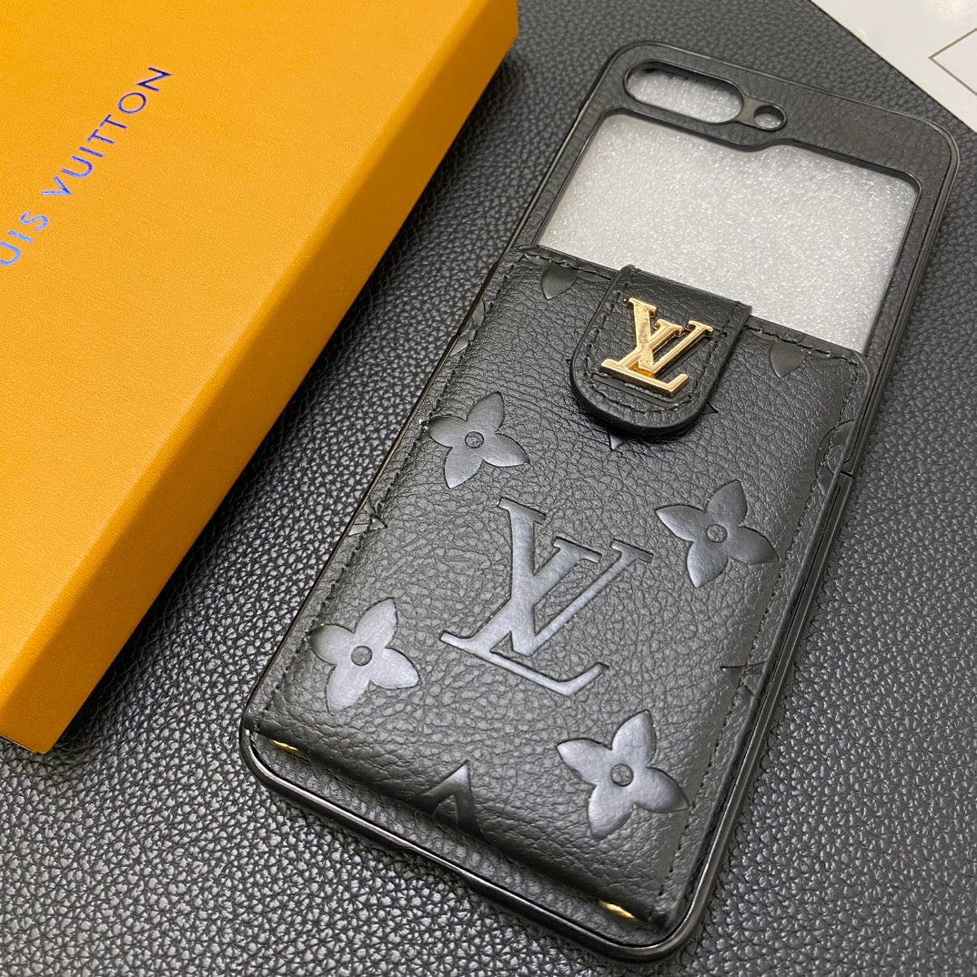 Embossed Leather Card Holder Case for Galaxy Z Flip