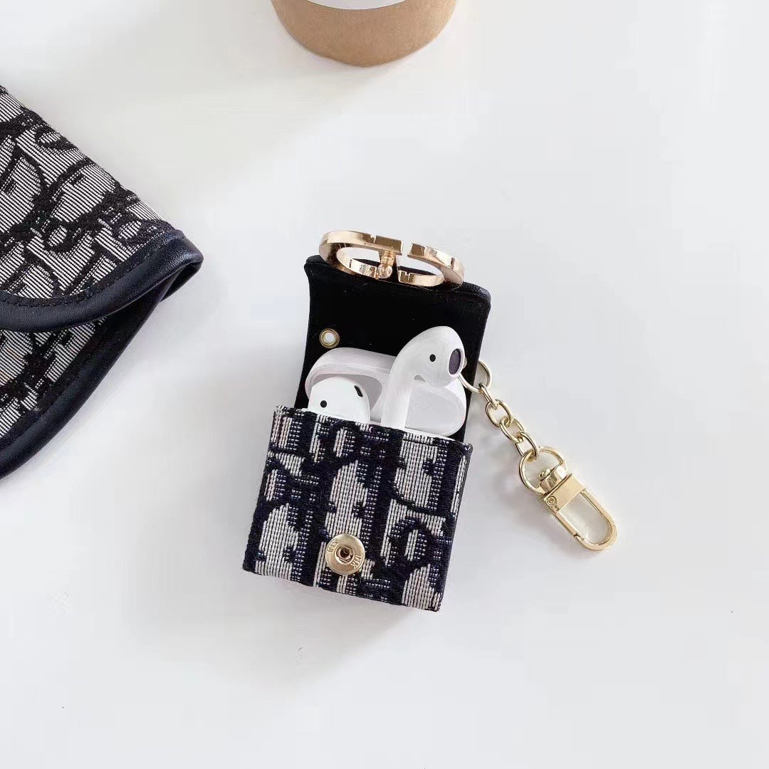 Luxury embroidered canvas AirPods Case