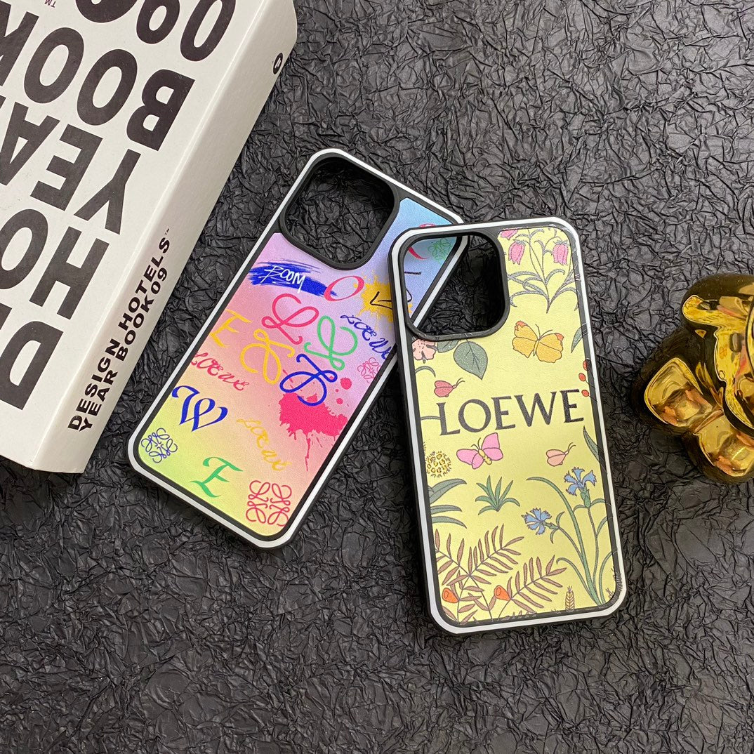 Floral world print leather case