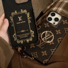 Luxury metal label leather printed case