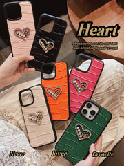 Sequined fashion heart leather case