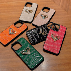 Sequined fashion heart leather case