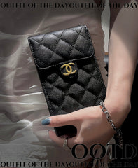 Luxury leather crossbody embossed mobile phone bag