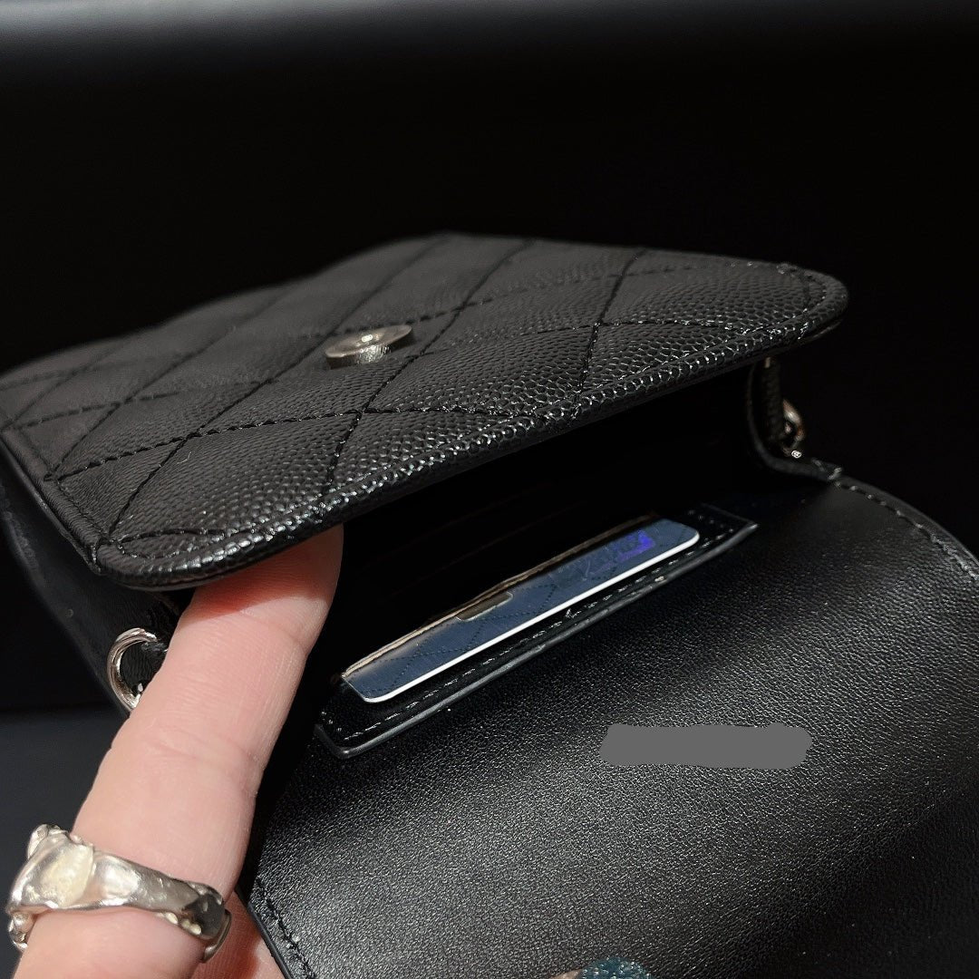 Luxury leather crossbody embossed mobile phone bag