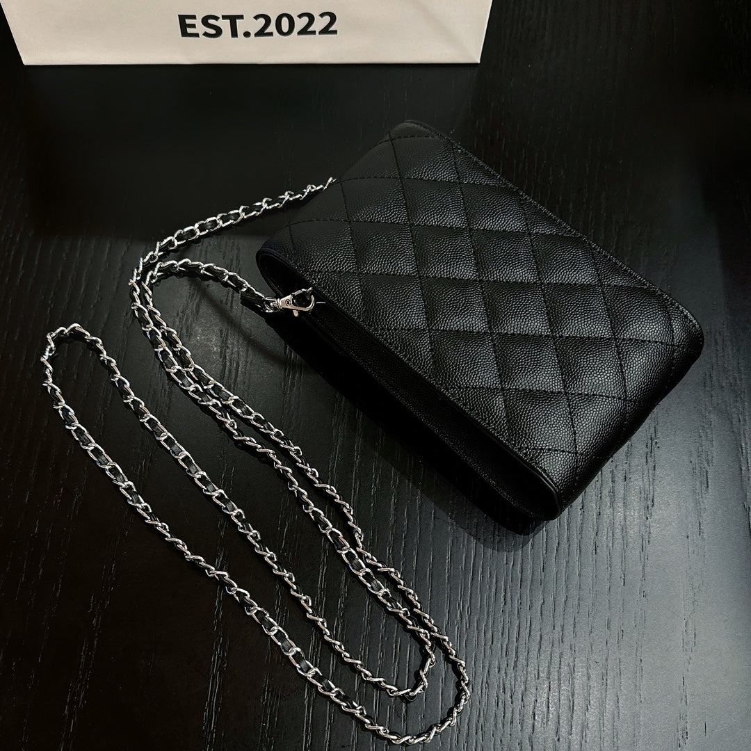 Luxury leather crossbody embossed mobile phone bag