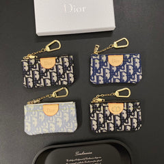 Luxury denim embroidered card holder