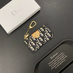 Luxury denim embroidered card holder