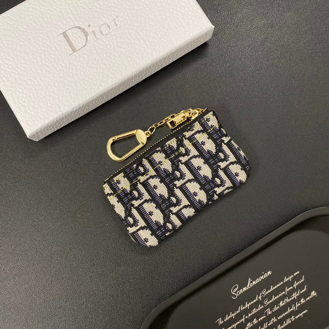 Luxury denim embroidered card holder