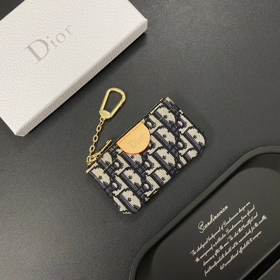 Luxury denim embroidered card holder