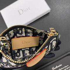 Luxury denim embroidered card holder