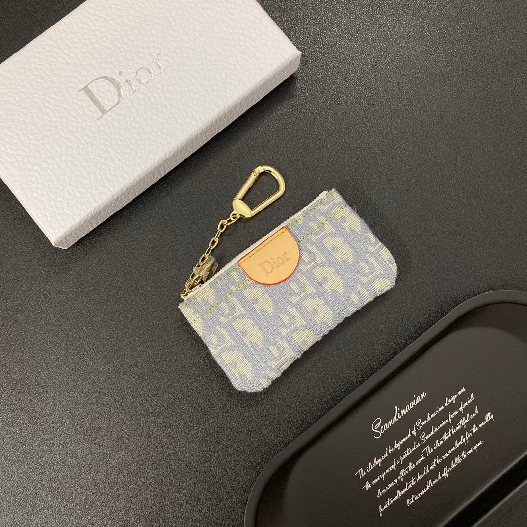 Luxury denim embroidered card holder