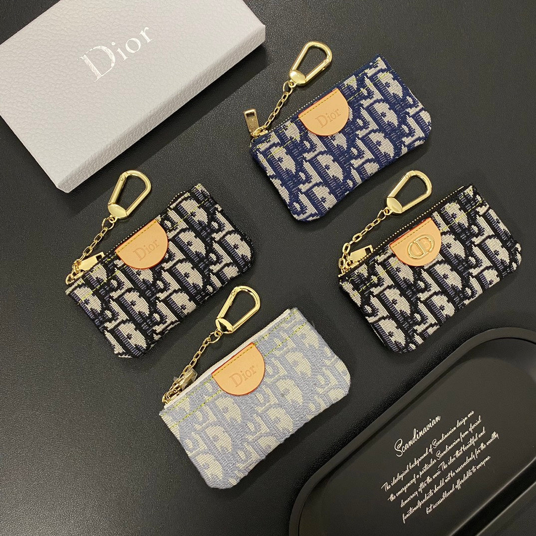 Luxury denim embroidered card holder