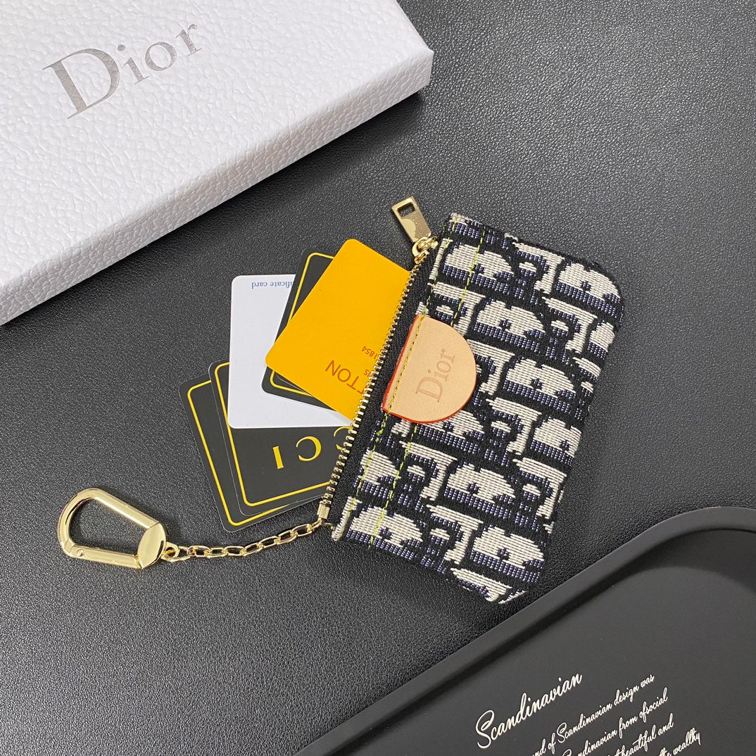 Luxury denim embroidered card holder