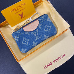 Luxury denim embroidered card holder