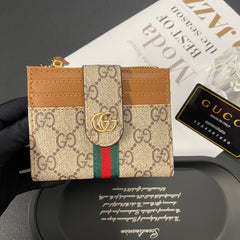 Luxury gold label leather card holder