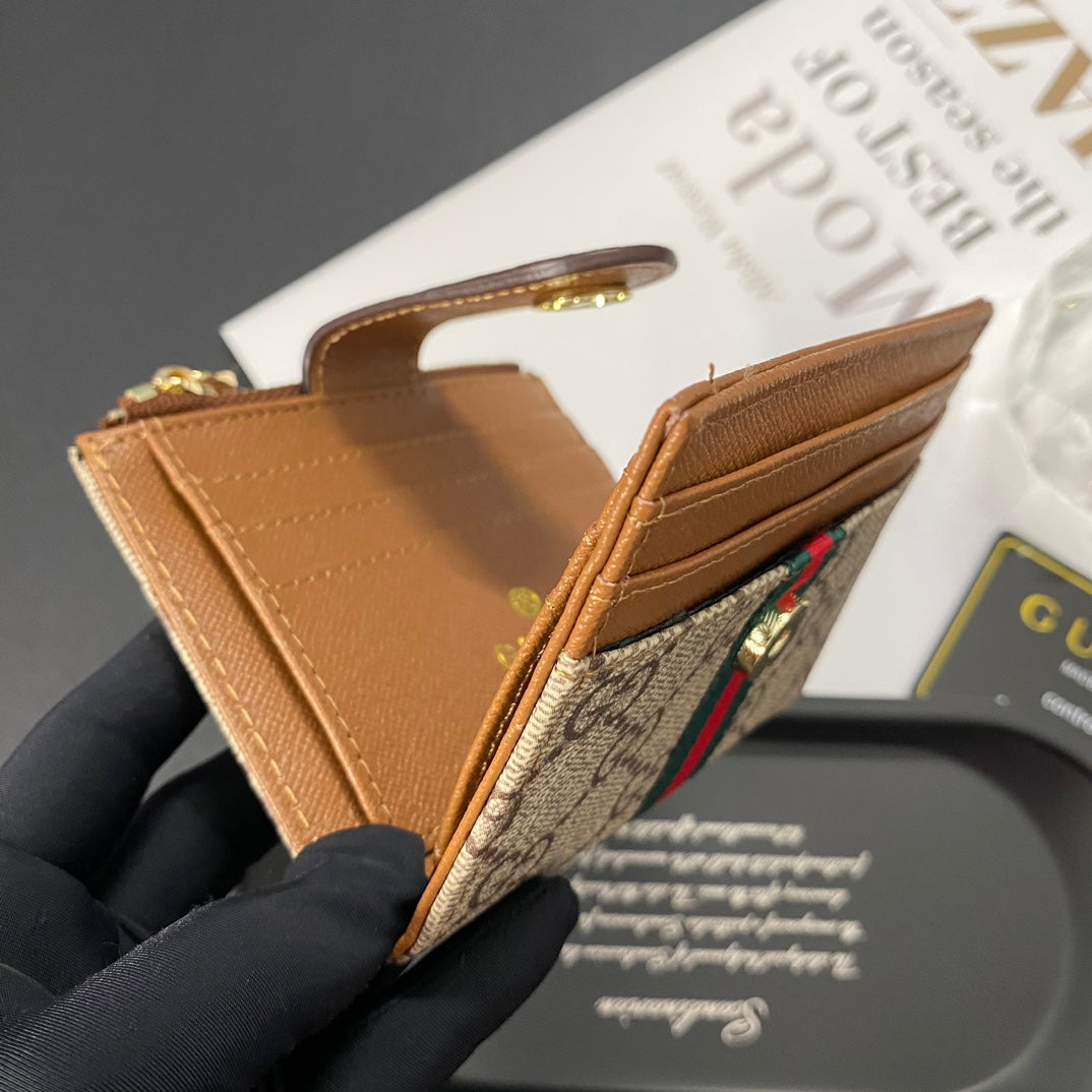 Luxury gold label leather card holder