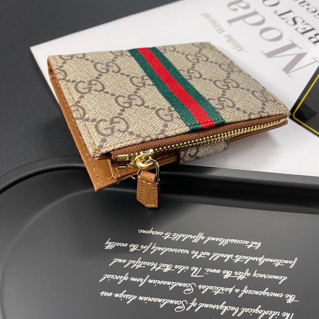 Luxury gold label leather card holder