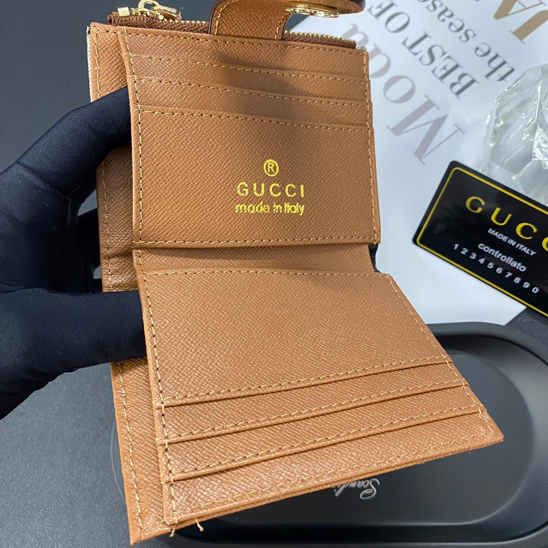 Luxury gold label leather card holder