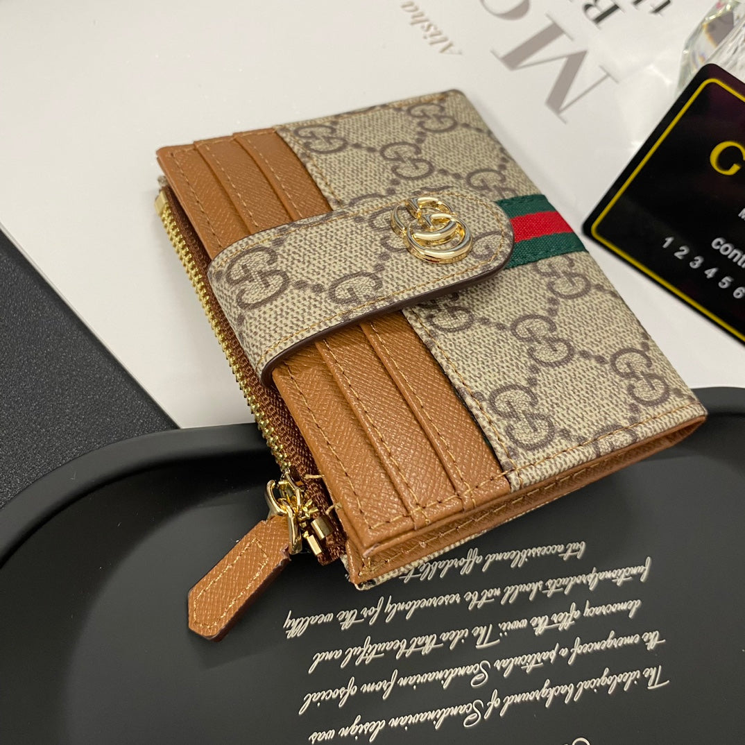 Luxury gold label leather card holder