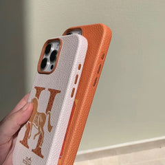 Lychee leather embossed case