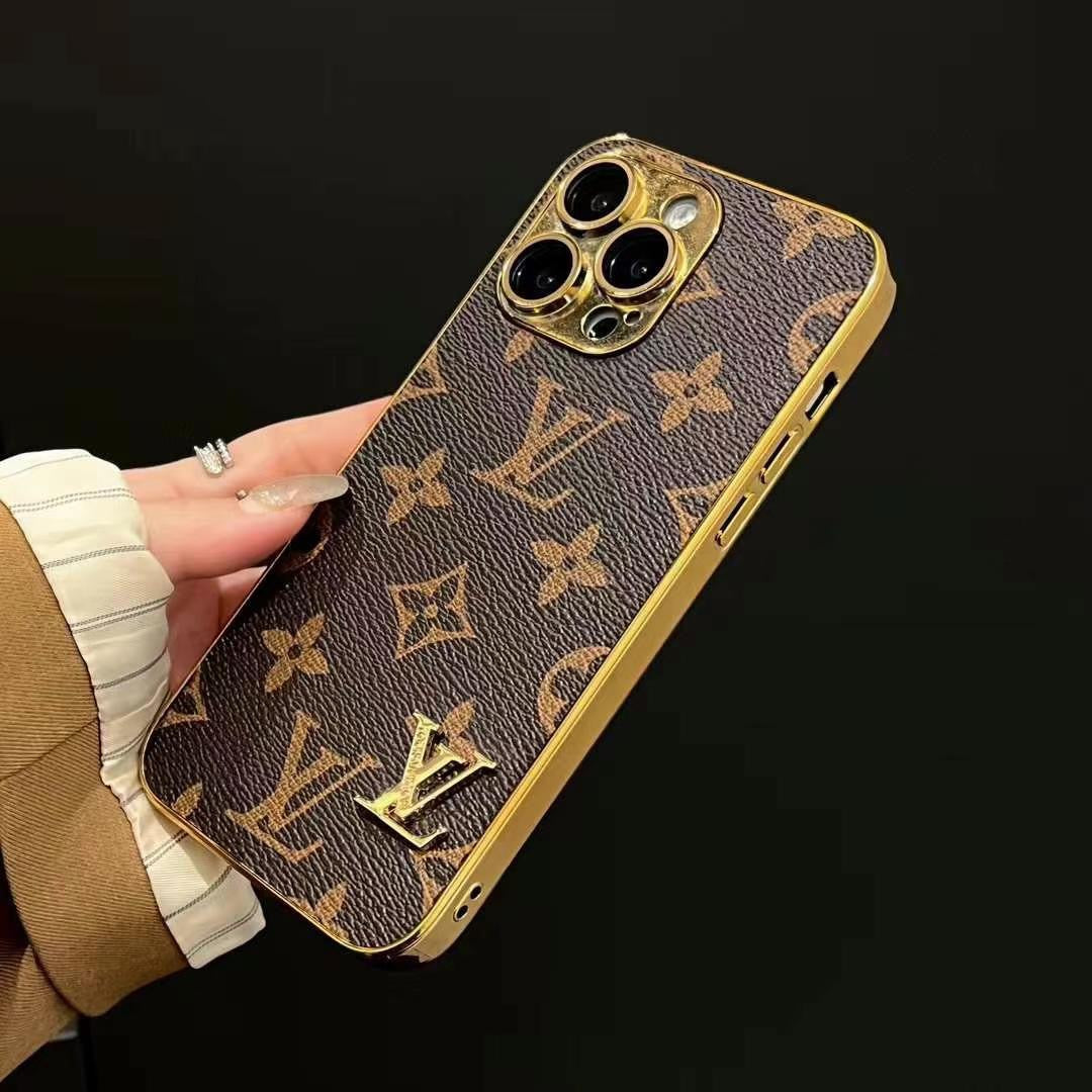 Electroplated gold-edged leather case