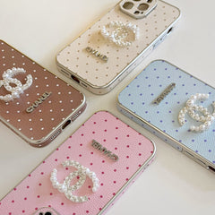 Ostrich pattern leather rhinestone case