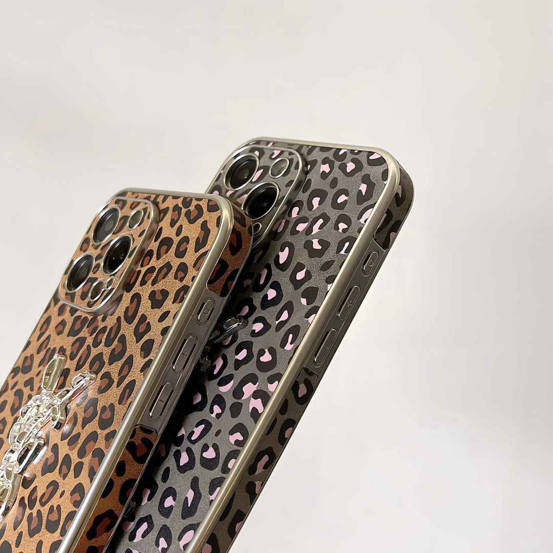 Luxury leopard print leather case