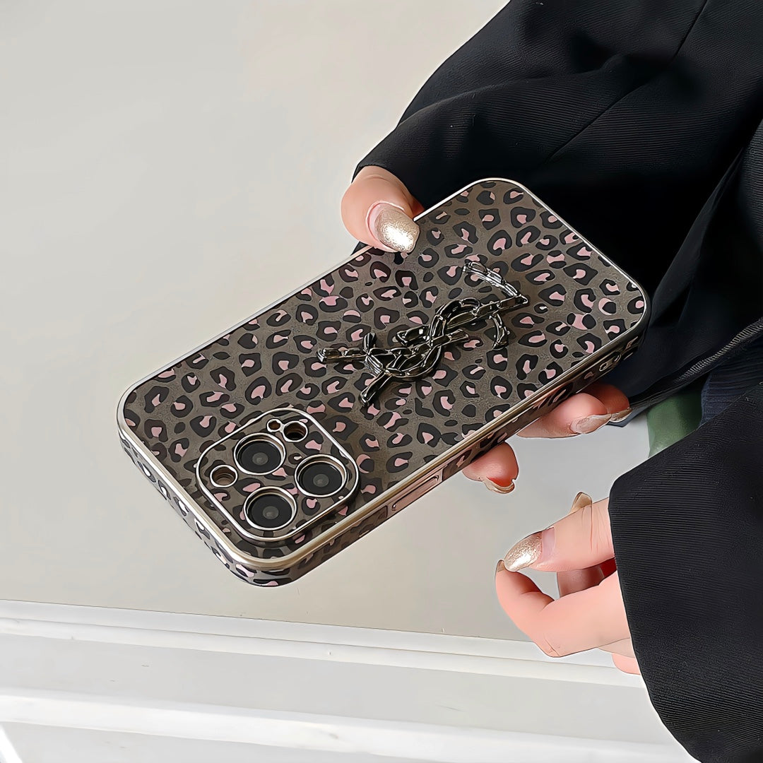 Luxury leopard print leather case