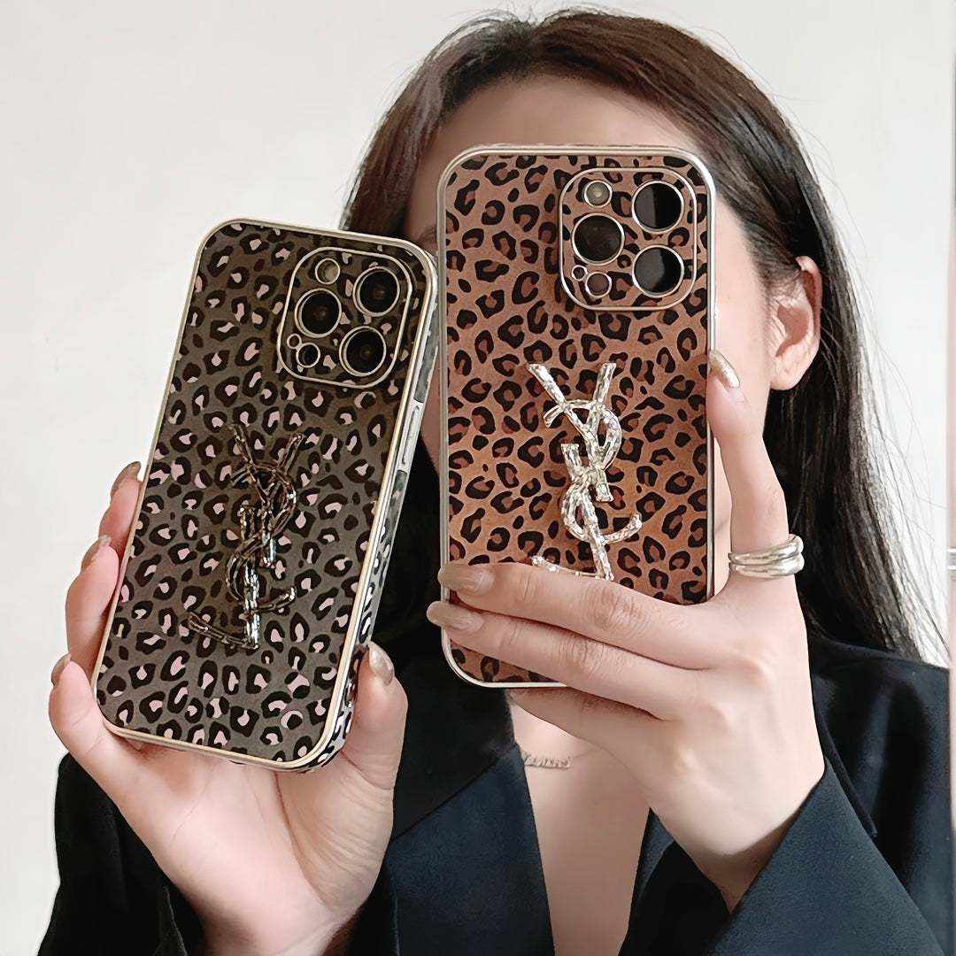 Luxury leopard print leather case