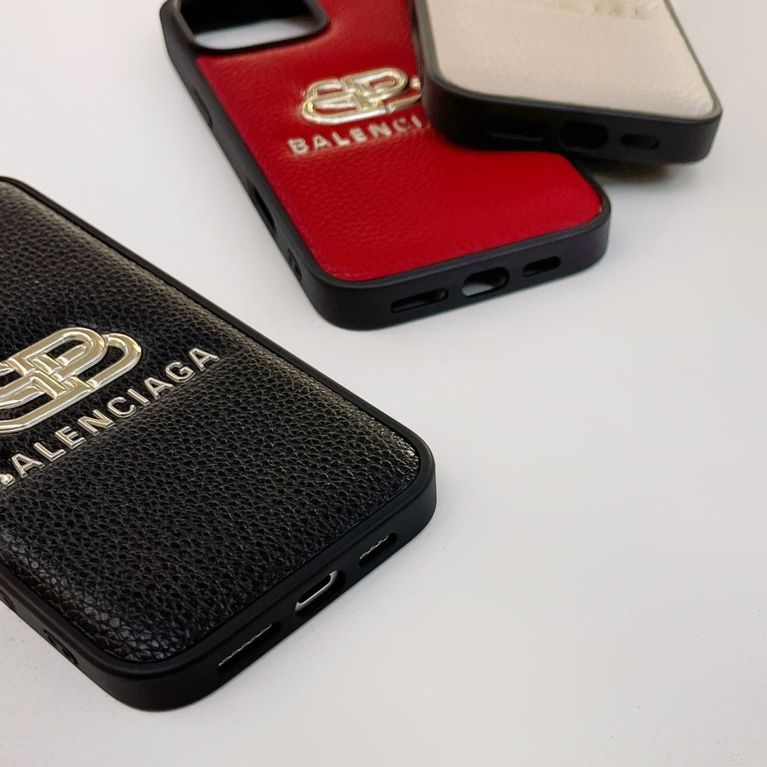 Gold-stamped embossed leather case