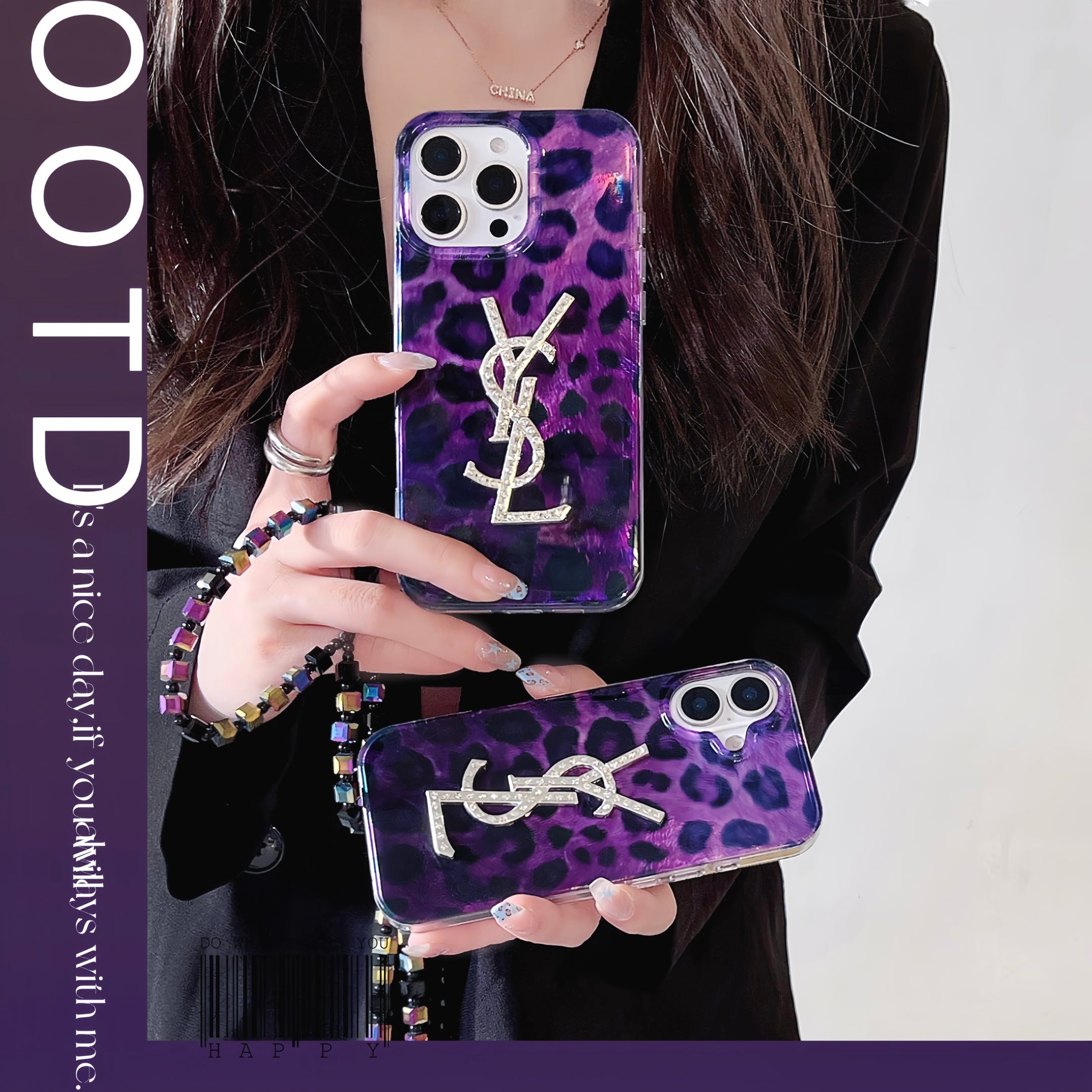 Leopard print gold-stamped silicone case