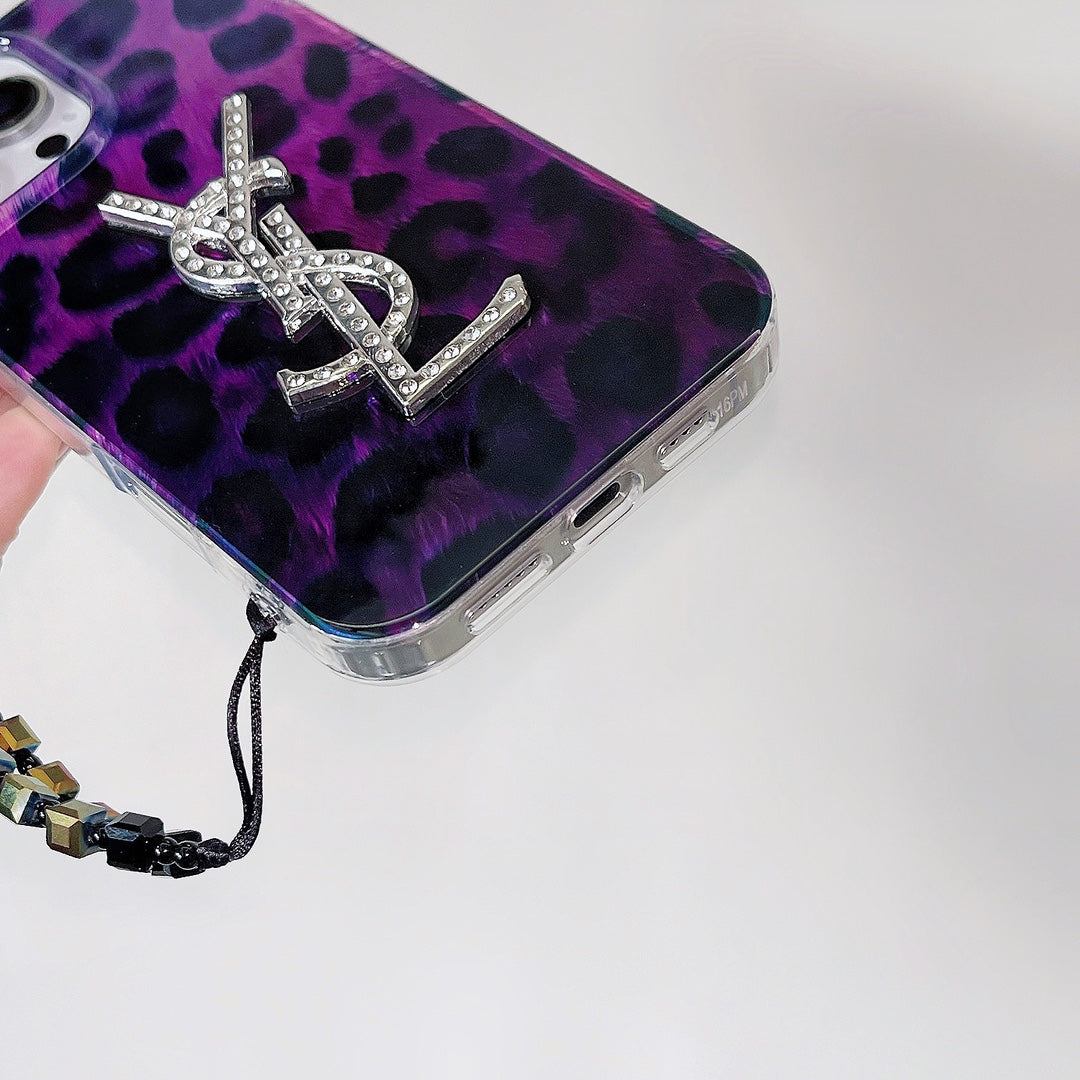 Leopard print gold-stamped silicone case