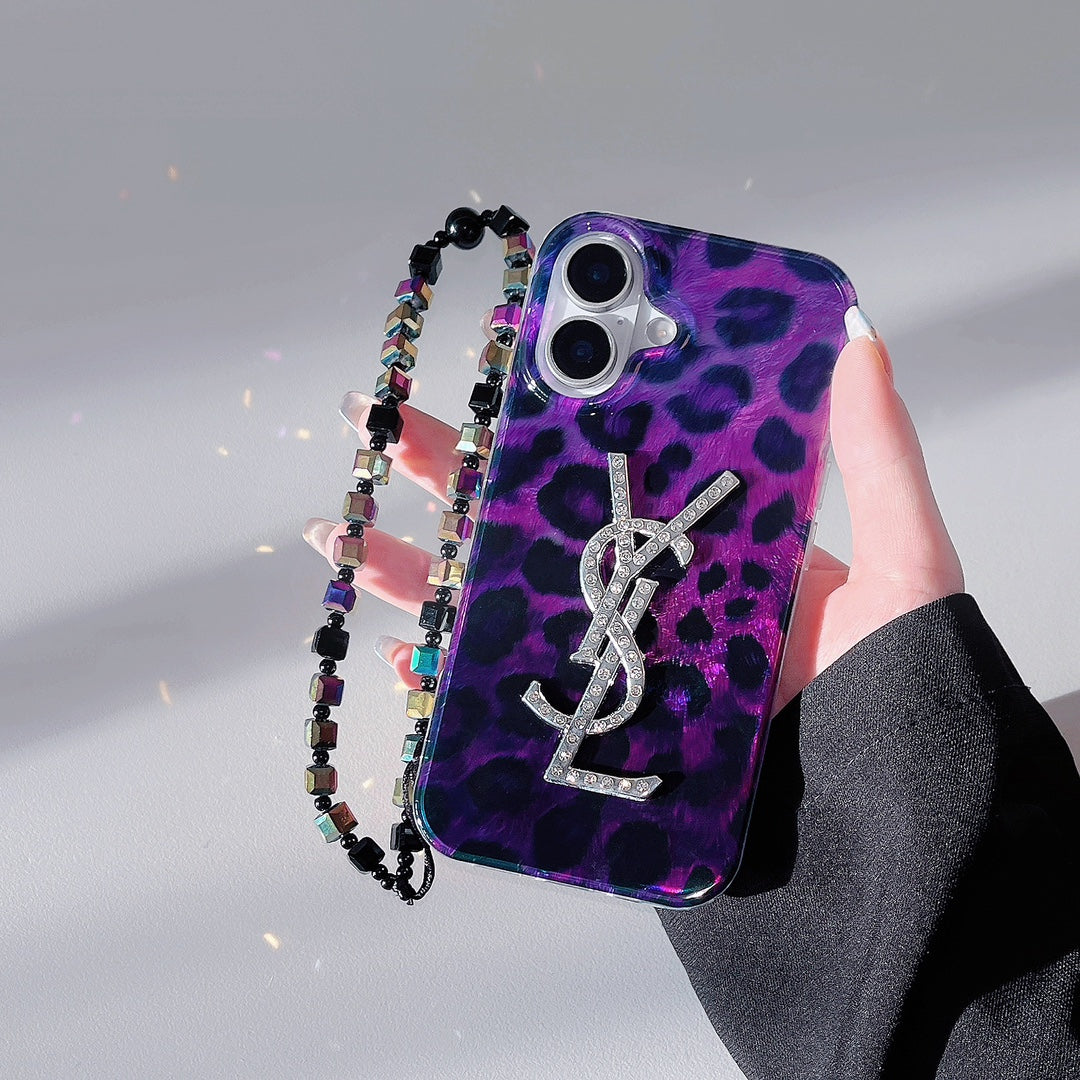 Leopard print gold-stamped silicone case