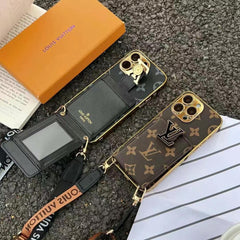 Electroplating Embossed Crossbody Card Holder Case