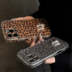 Leopard leather rhinestone case