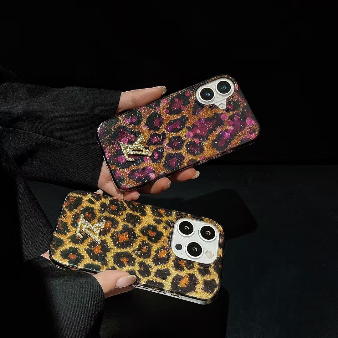 Luxurious sequined leopard print case