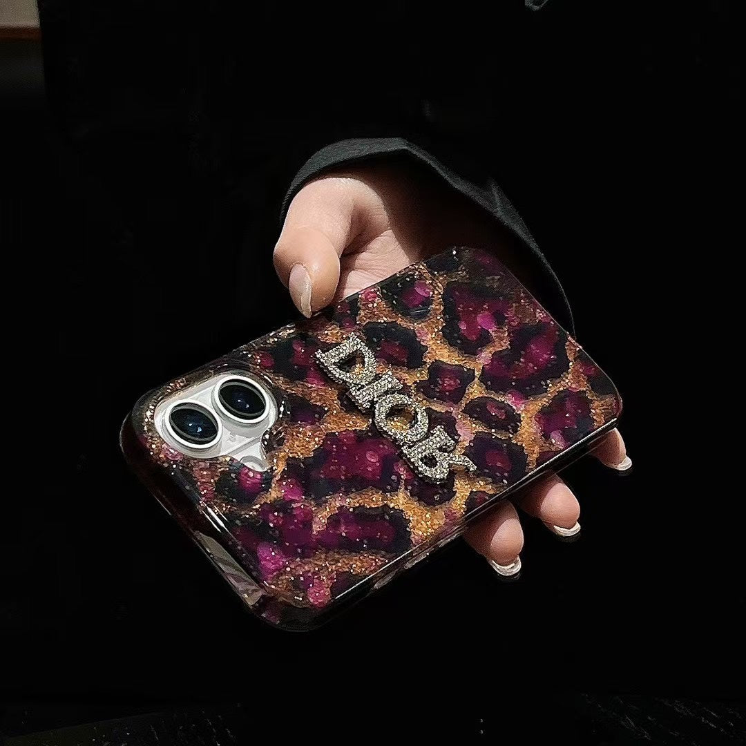 Luxurious sequined leopard print case