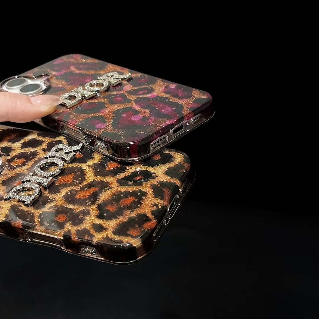 Luxurious sequined leopard print case