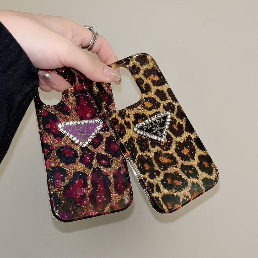 Luxurious sequined leopard print case