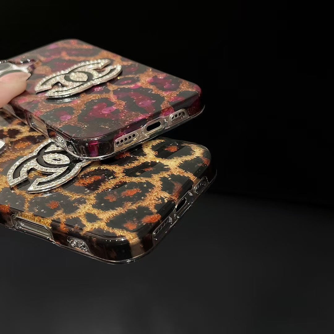 Luxurious sequined leopard print case