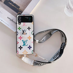 Leather Ring Card Holder Lanyard Case for Galaxy Z Flip