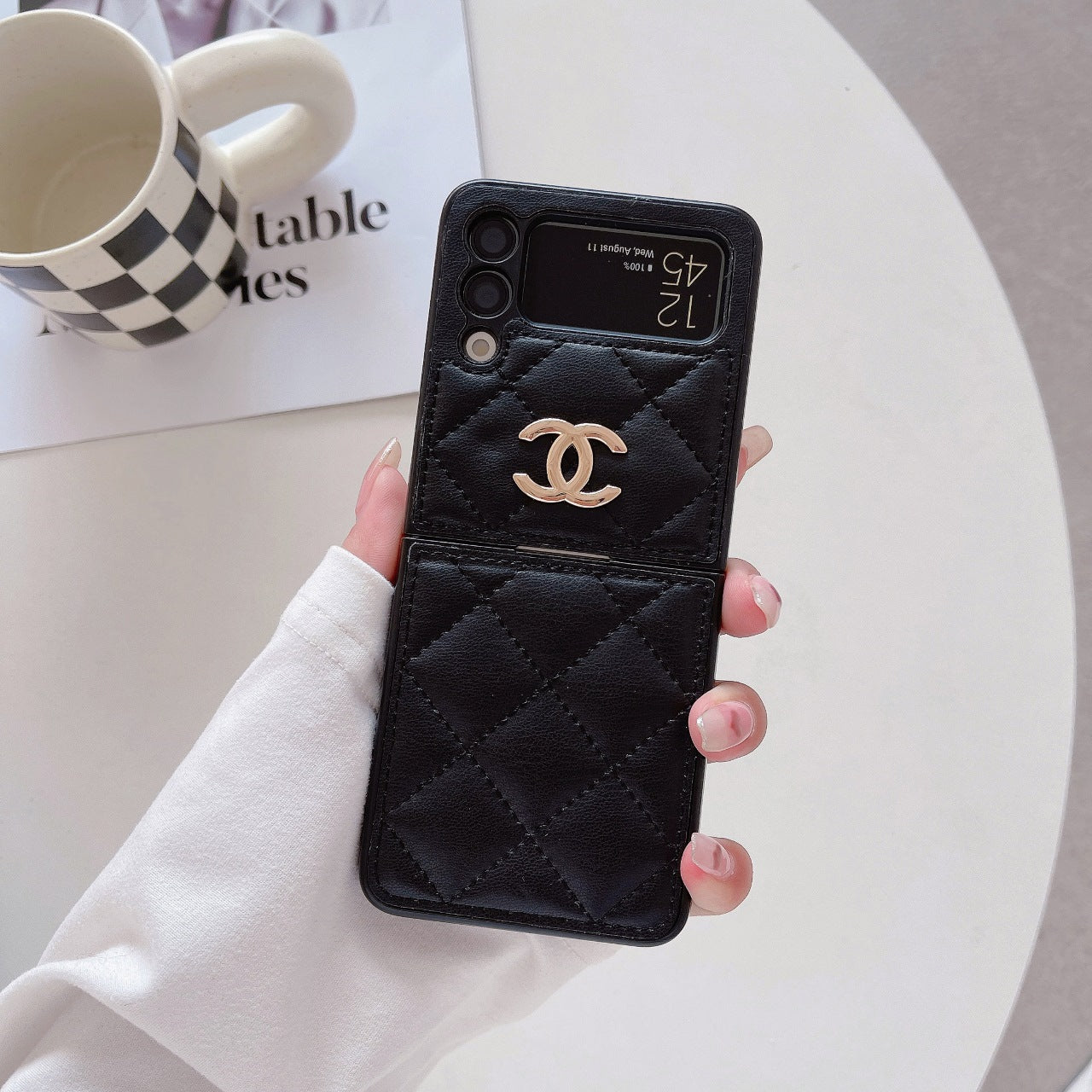 Classic Logo Leather Case for Galaxy Z Flip