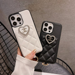 Heart leather card case