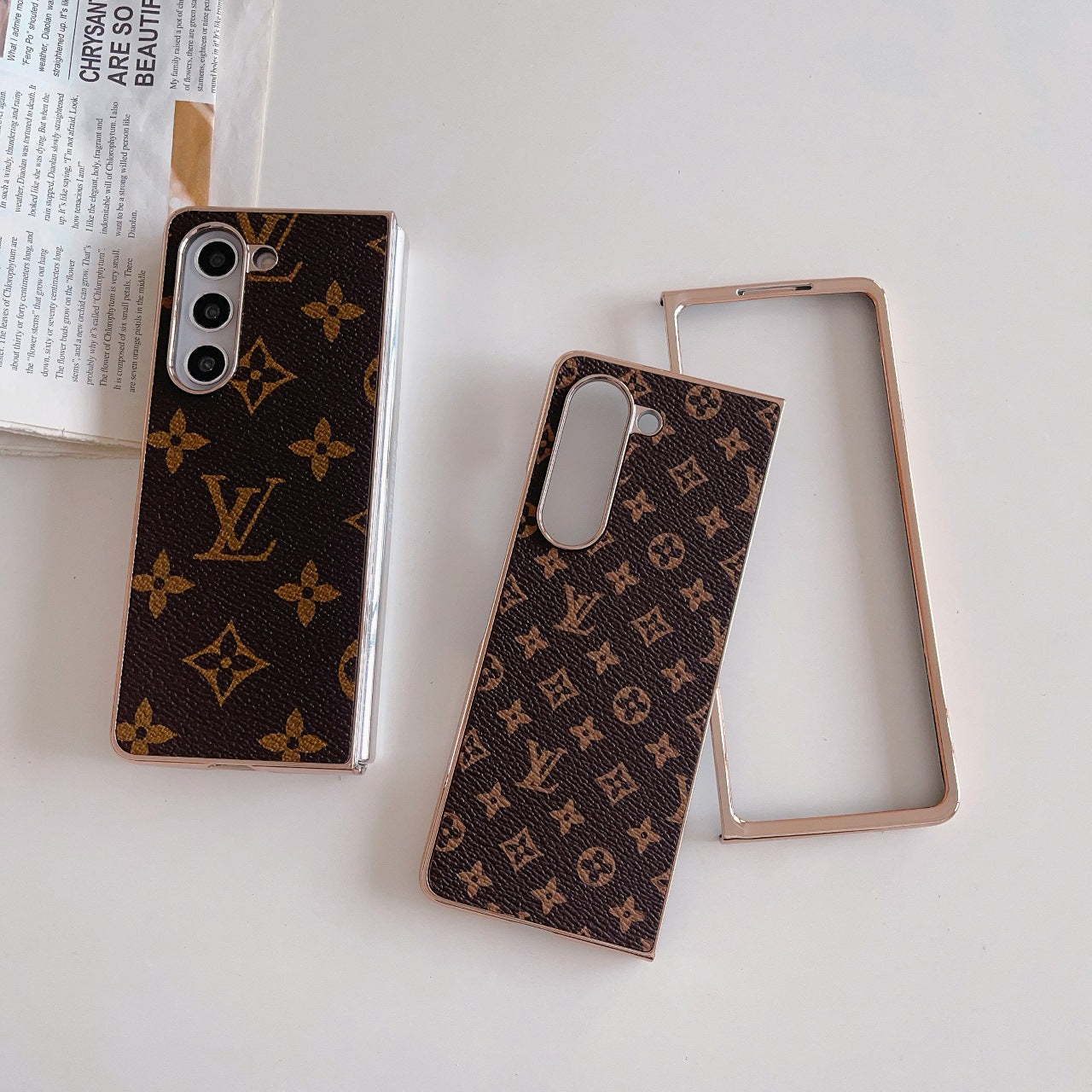 Luxury electroplated gold-edged leather Fold Case