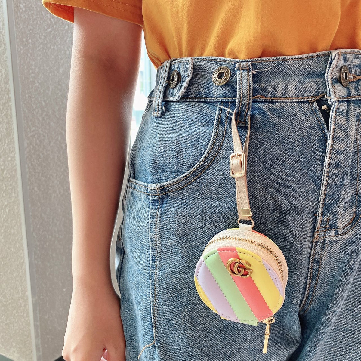 Colorblock leather AirPods case