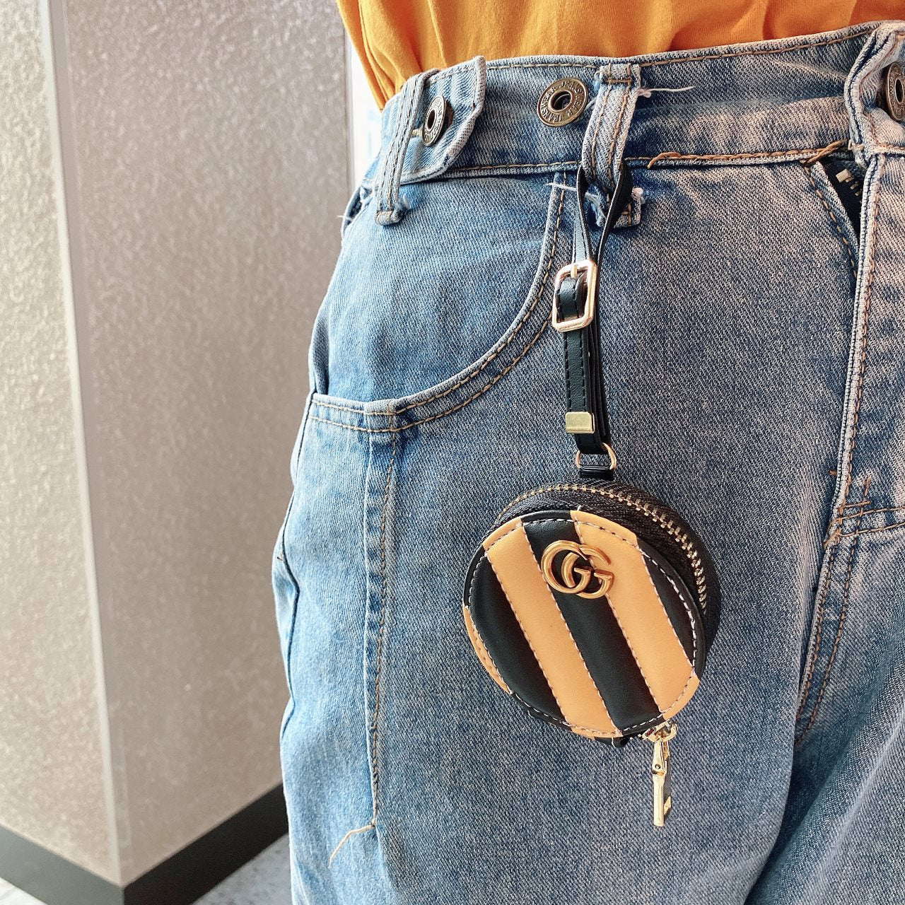 Colorblock leather AirPods case